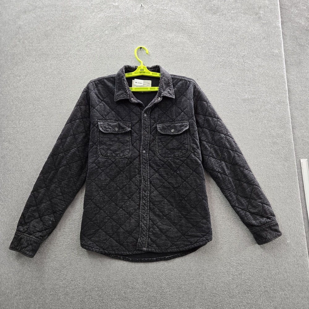 American Eagle Outfitters Men Jacket L/G Black Geometric Fleece Shirt Snap READ